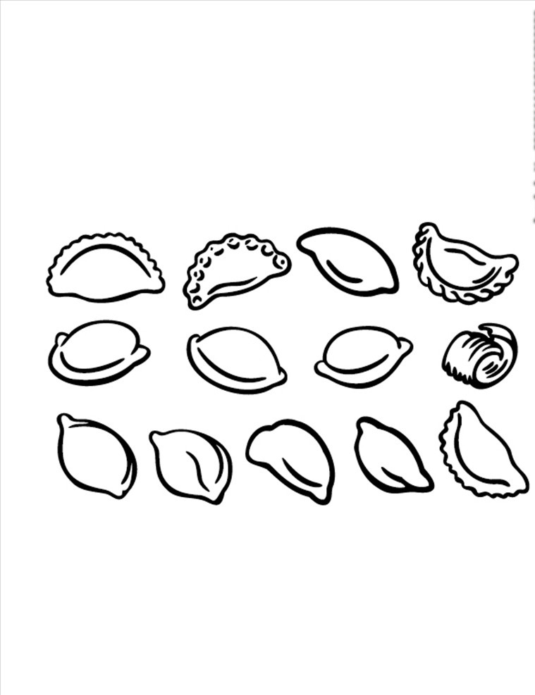 饺子 手绘 插画 线稿 食品 食物 外卖 矢量 矢量画 共享 底纹边框 其他素材