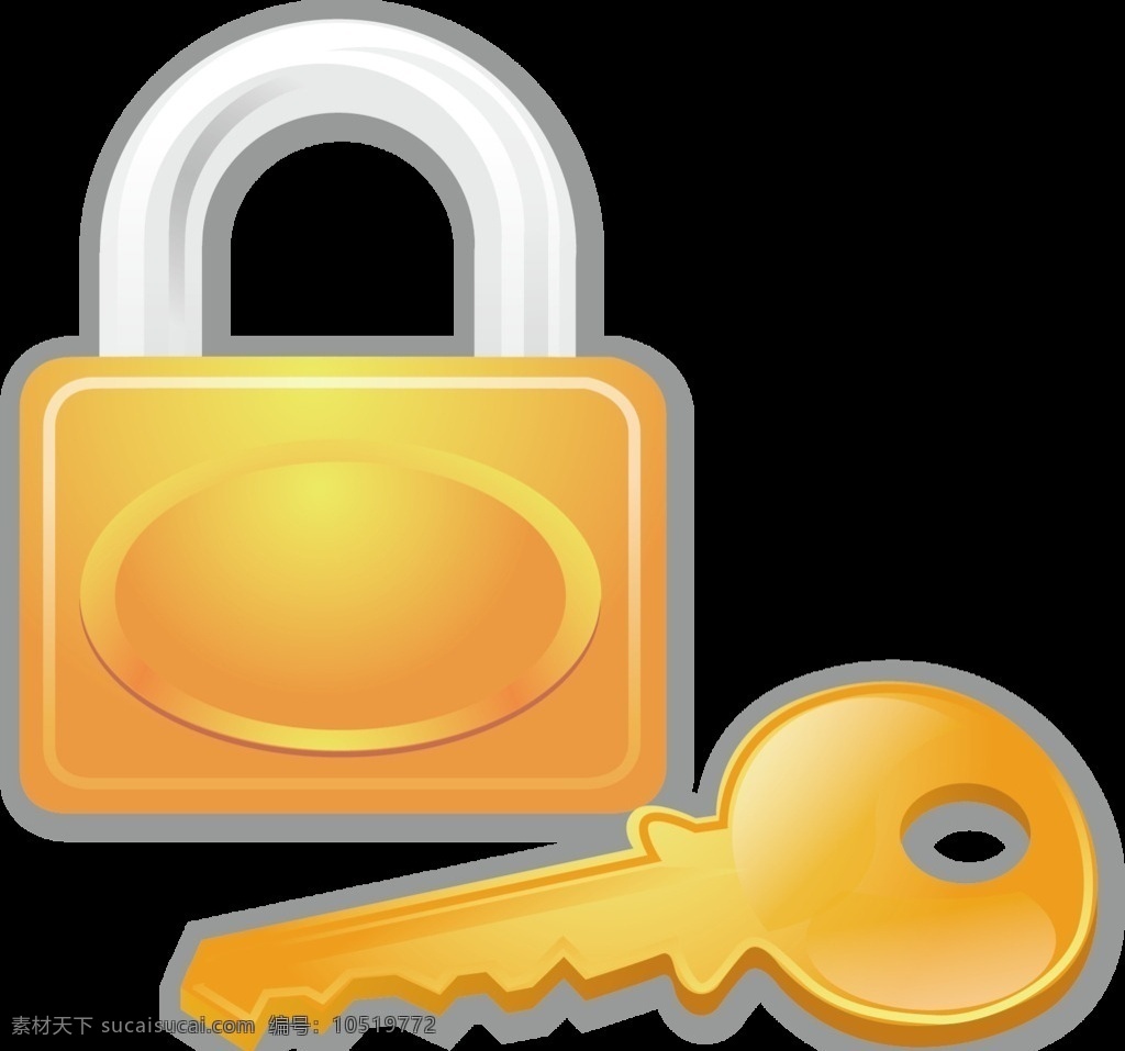 金钥匙和铁锁 金钥匙 铁锁 卡通金钥匙 卡通金锁 图标 生活百科 生活用品