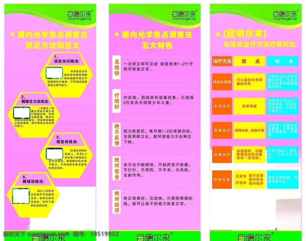 目明尔来 x展架 近视 眼内光学焦点 视觉训练法 儿童 五大特色 治疗方法 优缺点 对比 其他设计 矢量