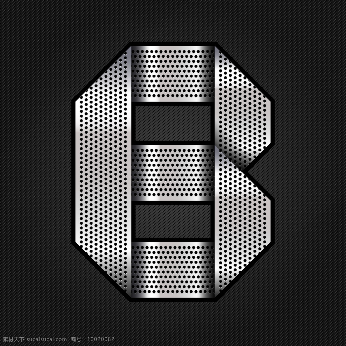 金属字b素材 metallic chromium alphabet with numbers24 书画文字 文化艺术 矢量素材 黑色