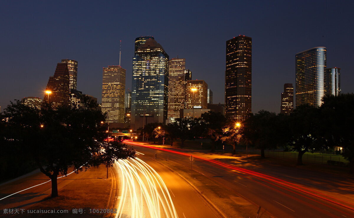 唯美 城市 夜景 高清 道路 高楼 大厦 摩天大楼 现代