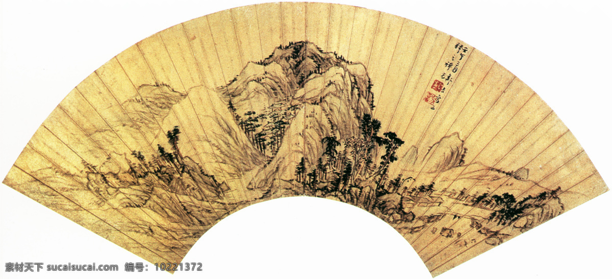 崇山 萧 寺 图 扇形 装饰画 抽象油画 花卉装饰画 抽象画 绘画艺术 油画艺术 无框画 书画文字 中堂画 山水画 崇山萧寺图 扇形装饰画