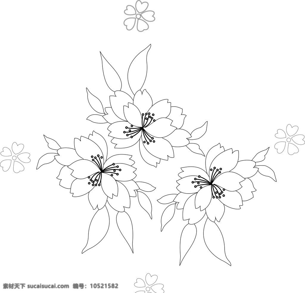 花朵 花 矢量花 线描花 韩式花朵 花纹花边 底纹边框 矢量