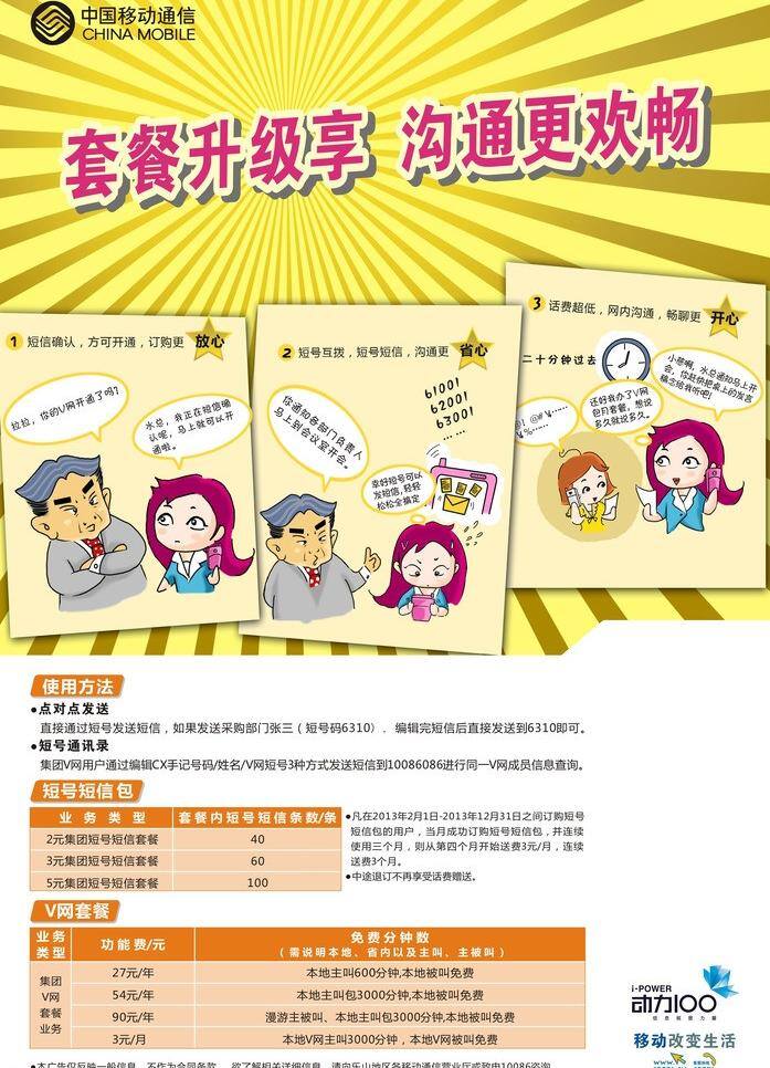 卡通 中国移动通信 中国移动集团 短号 短信 包 海报 短信包 套餐升级享 沟通更流畅 v网套餐 矢量