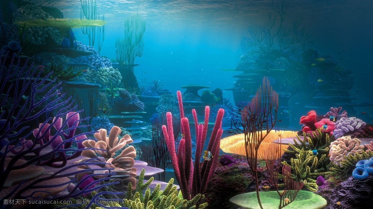 海洋海底世界 珊瑚 海水 热带鱼 礁石 海浪 海洋馆 儿童房 插画 唯美 自然 共享图 自然景观 自然风光