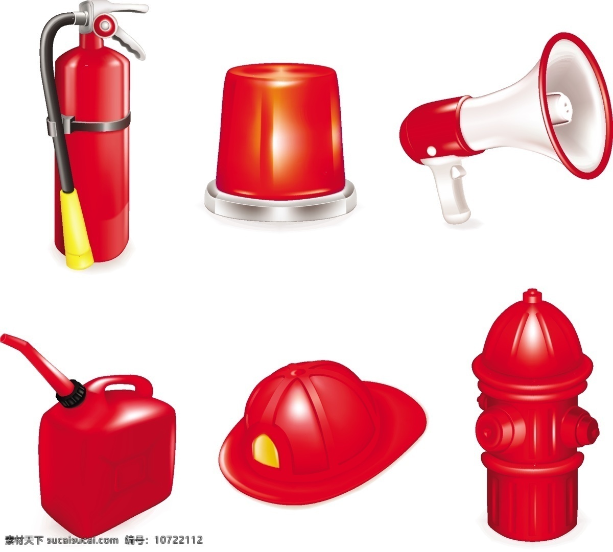 消防 元素 矢量 安全帽 扩音器 灭火器 矢量素材 消防器材 警灯 水栓 矢量图 日常生活