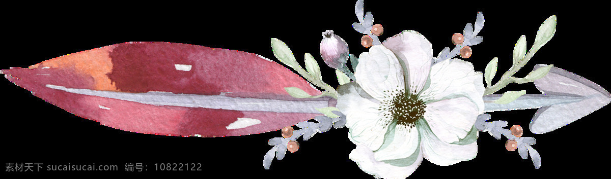 花朵 箭头 羽毛 水彩 手绘 透明 卡通 透明素材 免扣素材 装饰图案