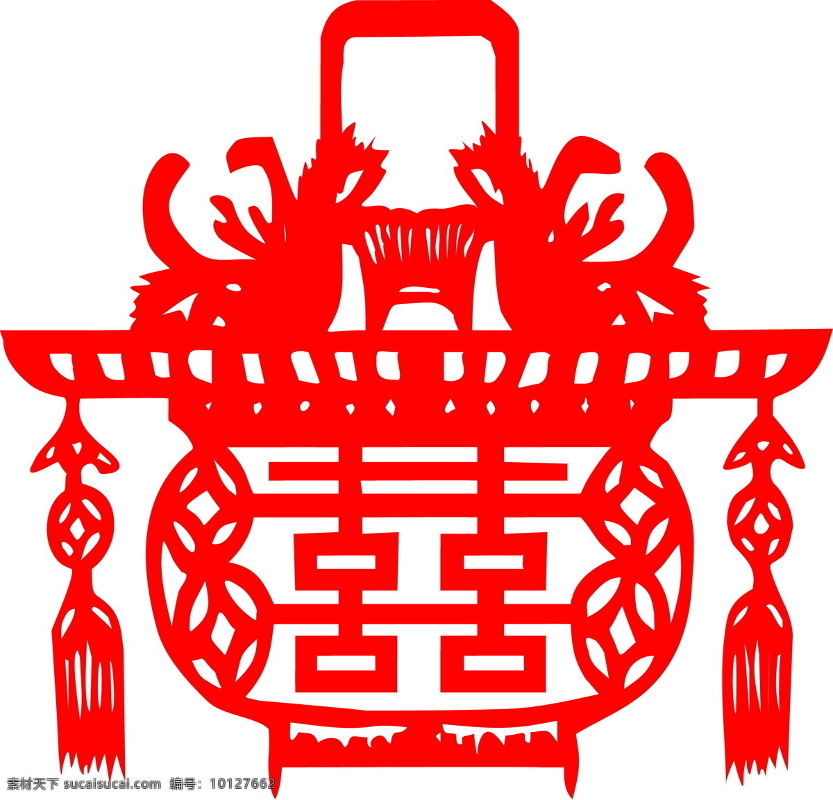 红双喜 囍 民俗剪纸 中国传统 矢量素材 设计素材 中华图典 矢量图库 白色