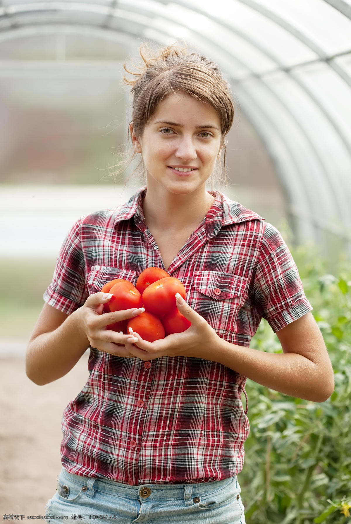 抱 西红柿 外国 美女图片 抱着西红柿 外国美女 水果 蔬菜 人物 微笑 农业生产 现代科技