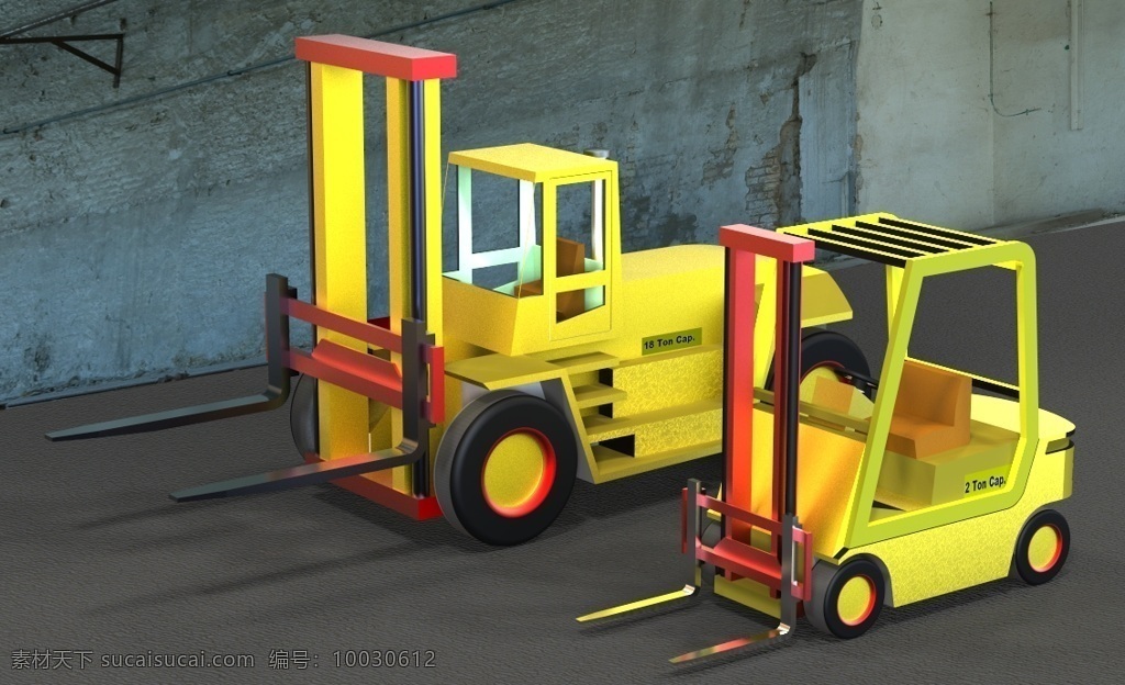有效 叉车 大 卡车 有效的叉车 3d模型素材 其他3d模型