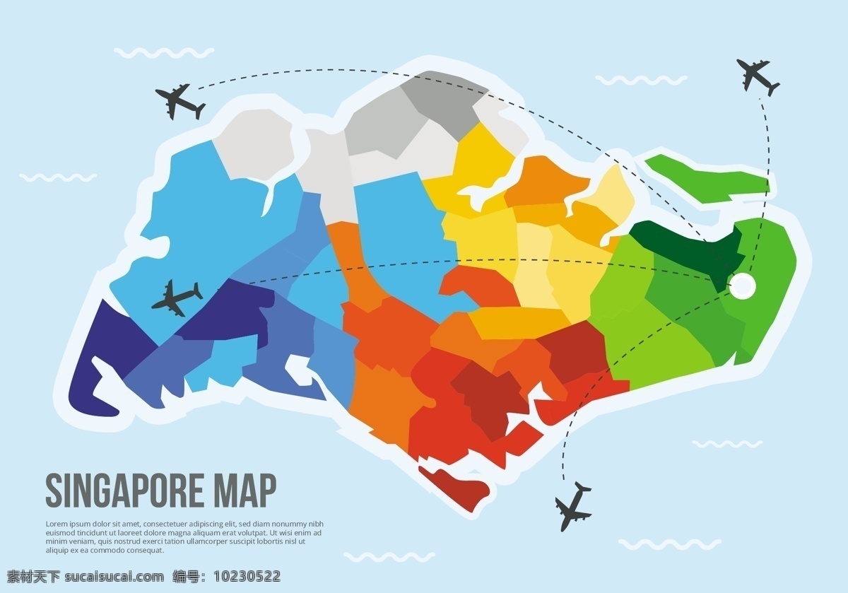 多边形 新加坡 地图 新加坡地图 矢量地图 手绘地图 矢量素材 多边形地图 飞机