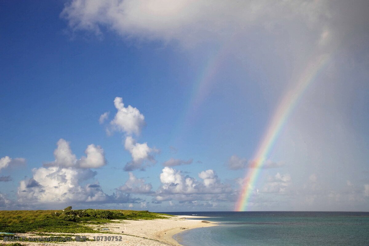 夏日 海滩 雨 后 彩虹 真实 照片 大全 蓝天 白云 好看