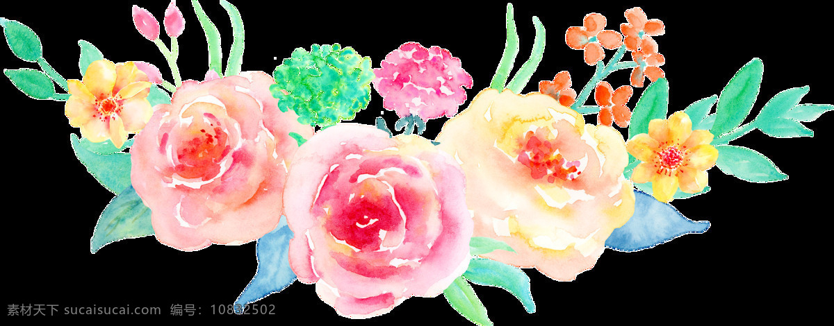 儿童 梦幻 花卉 卡通 透明 水彩 免扣 手绘 透明素材 装饰 设计素材 淘宝素材 海报设计装饰 装饰图案
