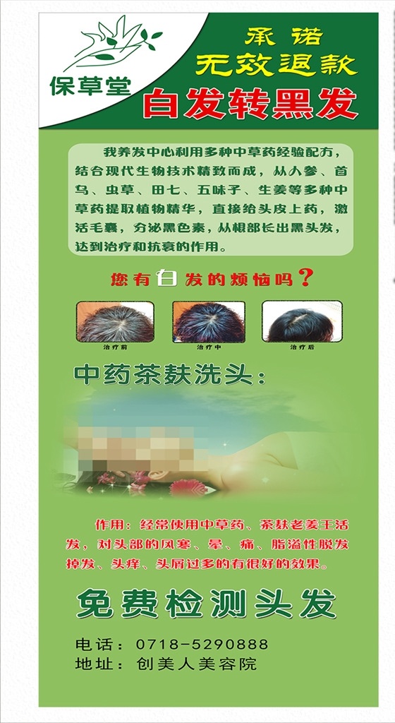 白发转黑展架 保草堂 白发转黑 展架 白发烦恼 免费检测头发 脱发 白发 美容 养生 理疗 脱发烦恼 头发保养