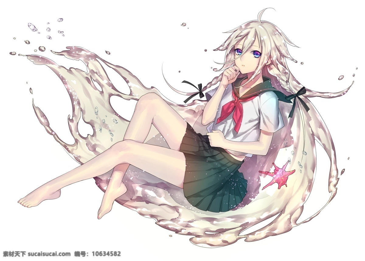 水发 少女 梦幻 制服 水 水头发 卡通 动漫 可爱