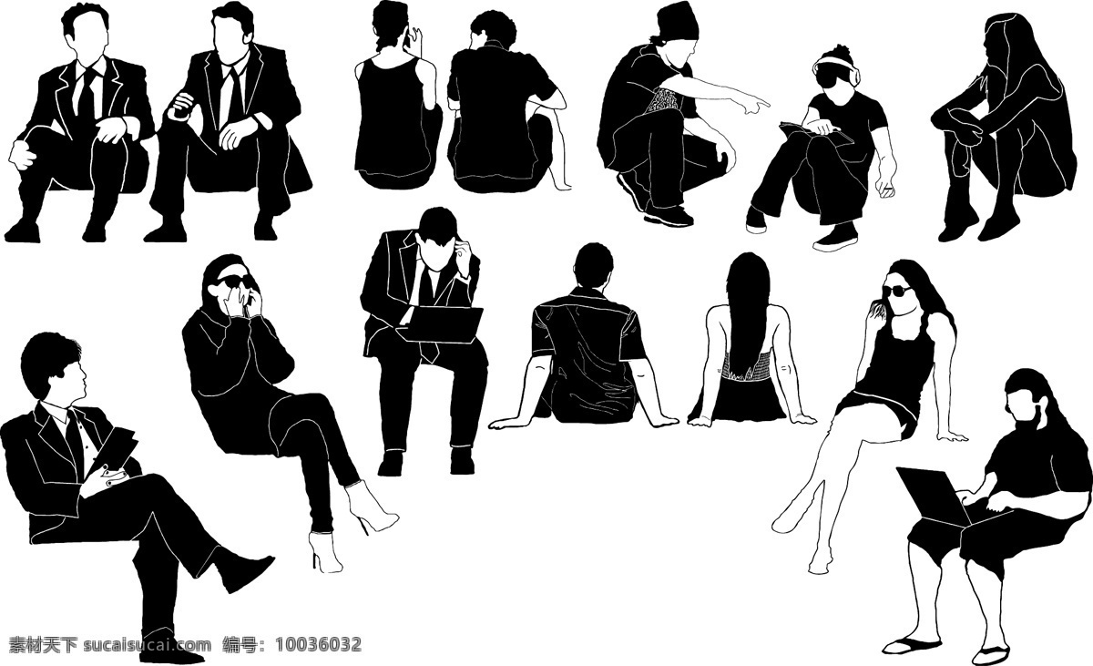 人物 坐姿 矢量图 人物坐姿素材 人物矢量图 人物坐姿 白色