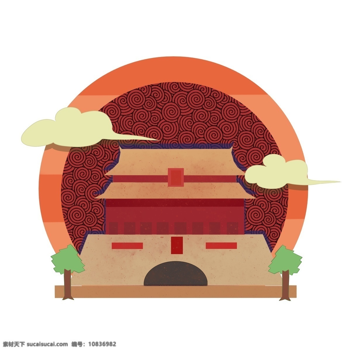 手绘 城市 地标 北京 插画 北京的地标 卡通插画 手绘地标插画 创意建筑插画 美丽的天安门 白色的云朵