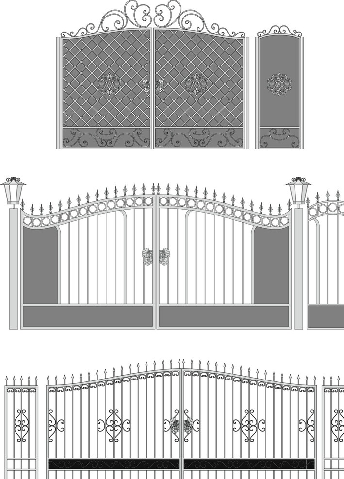 矢量素材 铁艺大门素材 铁艺大门大全 花纹式铁门 铁门围墙 欧式花纹铁门 欧式风格 铁艺门 勾图 大门 金色大门 复古大门 围栏 柱子 黑色金属 镂空门 双开铁门 铁门 铁艺 豪宅大门 别墅大门 别墅铁门 铁大门 欧式铁门 欧式大门 豪华 气派 时尚 潮流 花纹