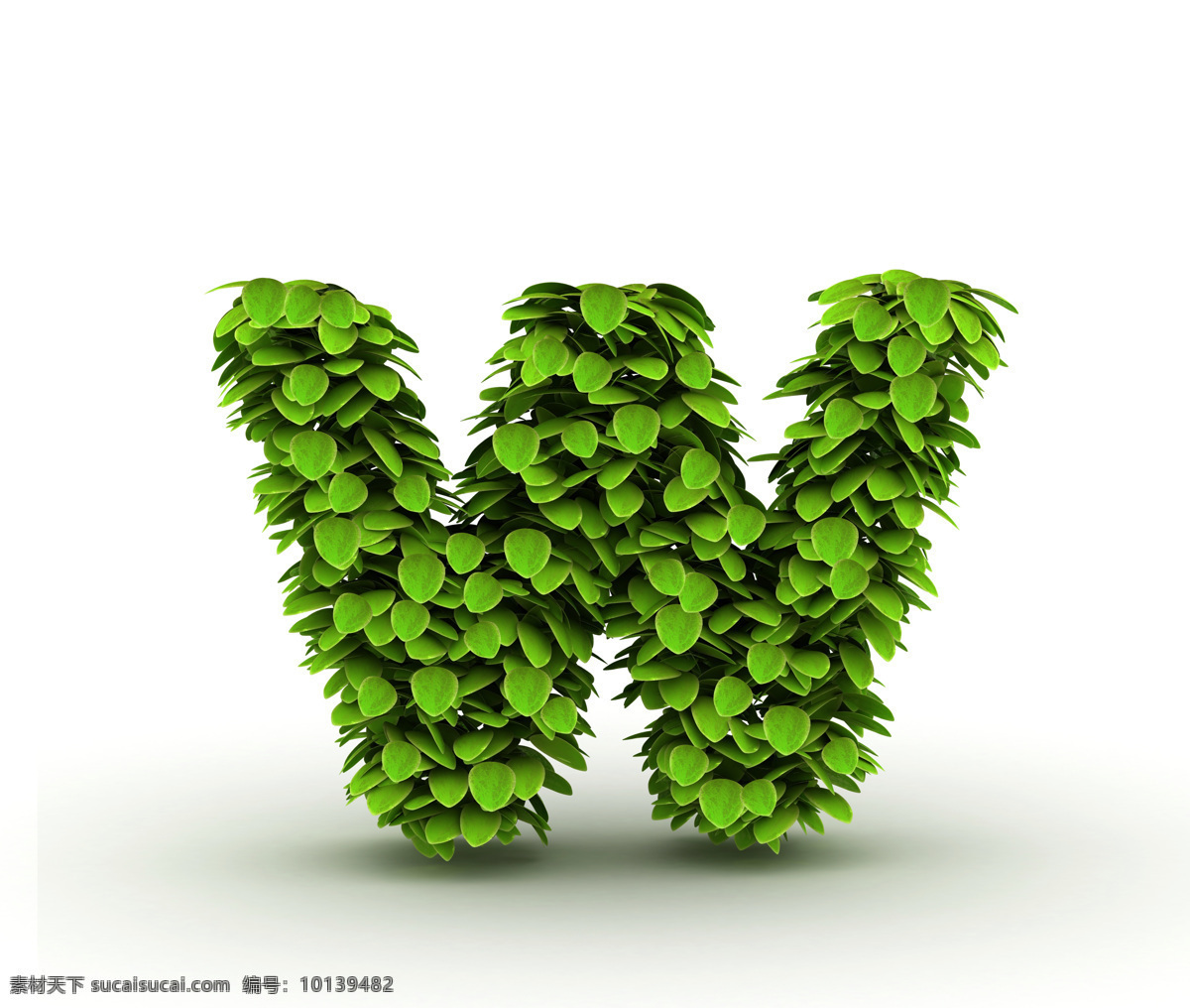 字母 w 设计素材 艺术字 字体设计 叶子 绿叶 绿色 环保 立体字 书画文字 文化艺术 白色