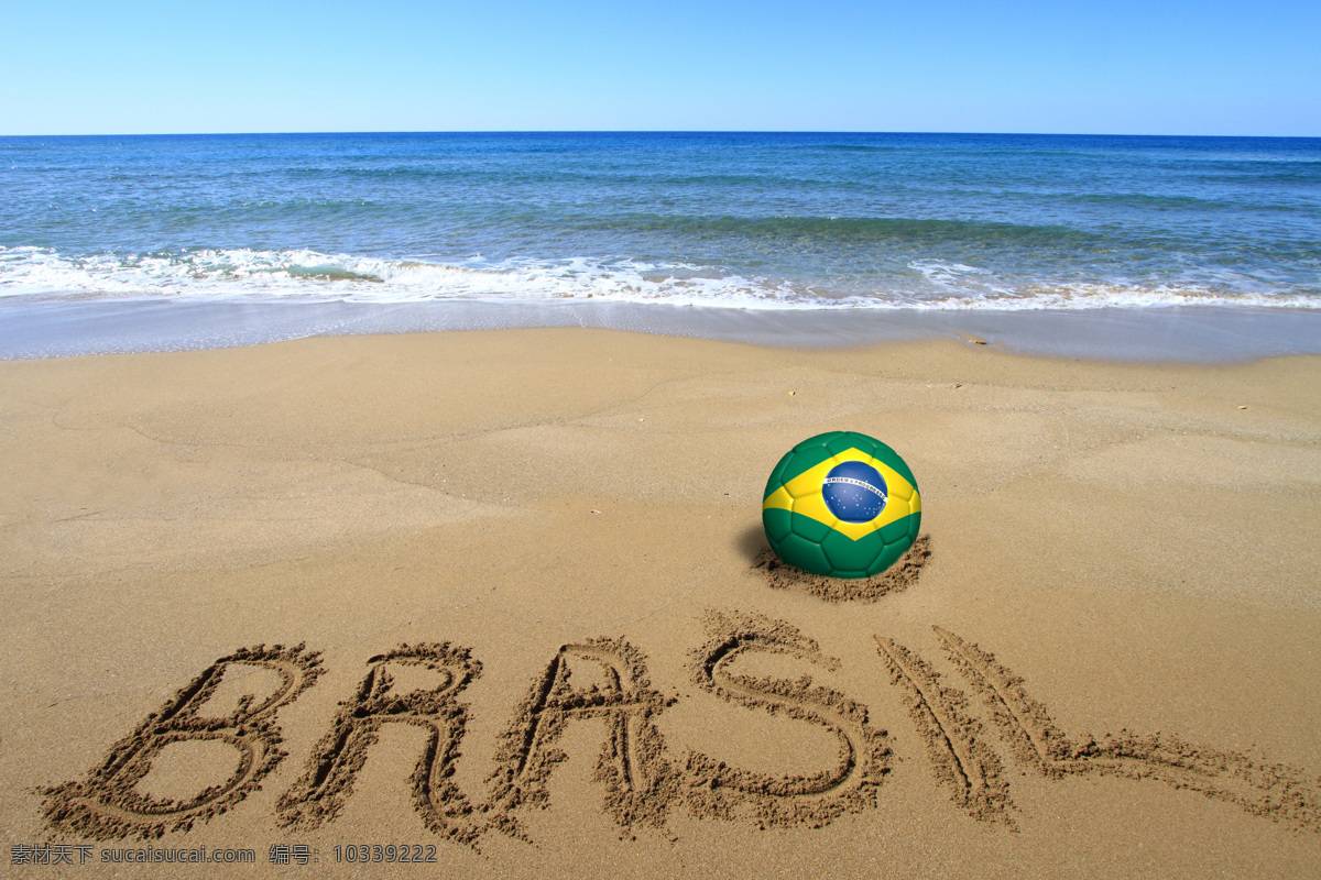 沙滩 上 足球 海报 世界杯 标志 巴西 体育运动 生活百科