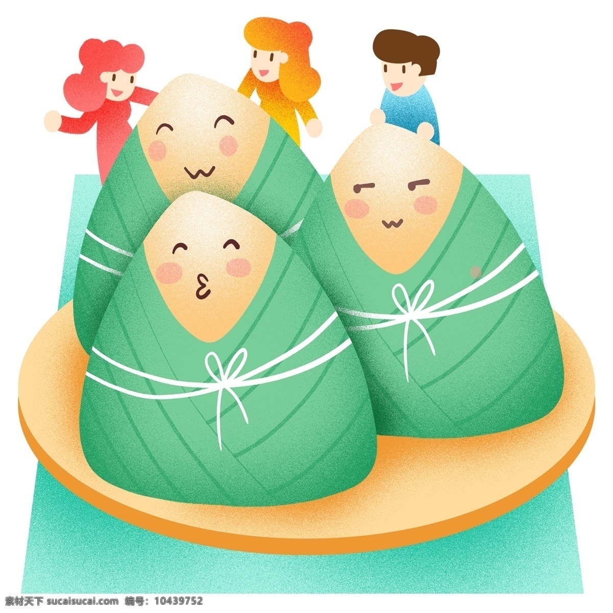 端午节 q 版 拟人 粽子 插画 q版粽子 粽叶 端午 习俗 美食 食物 糯米 男孩女孩 免扣png