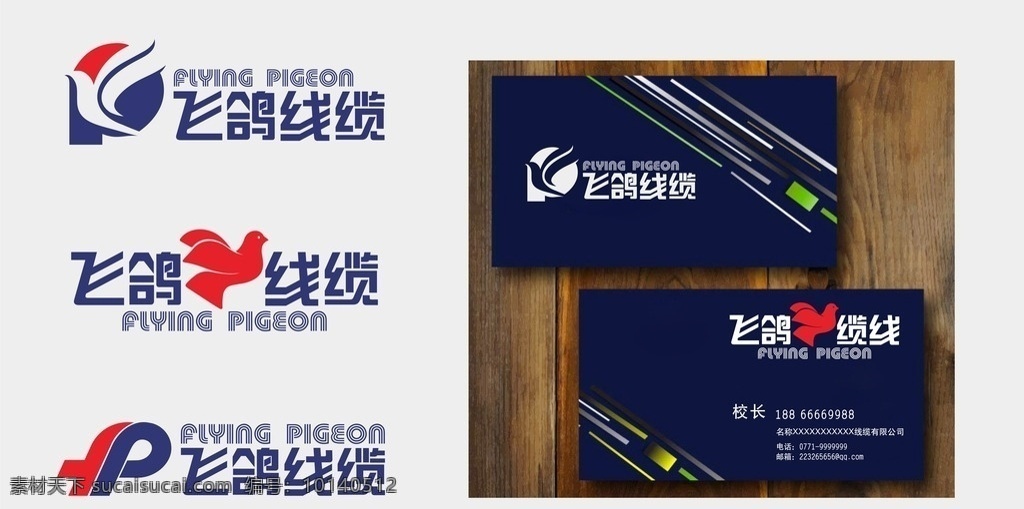 飞鸽线缆 logo 飞鸽线缆标志 logo设计 矢量 字体设计 名片