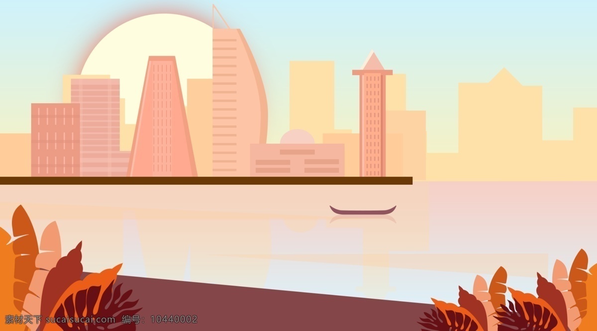 手绘 河边 春天 风景 插画 背景 治愈系背景 插画背景 唯美 草地背景 绿地背景 蓝天白云 山水风景