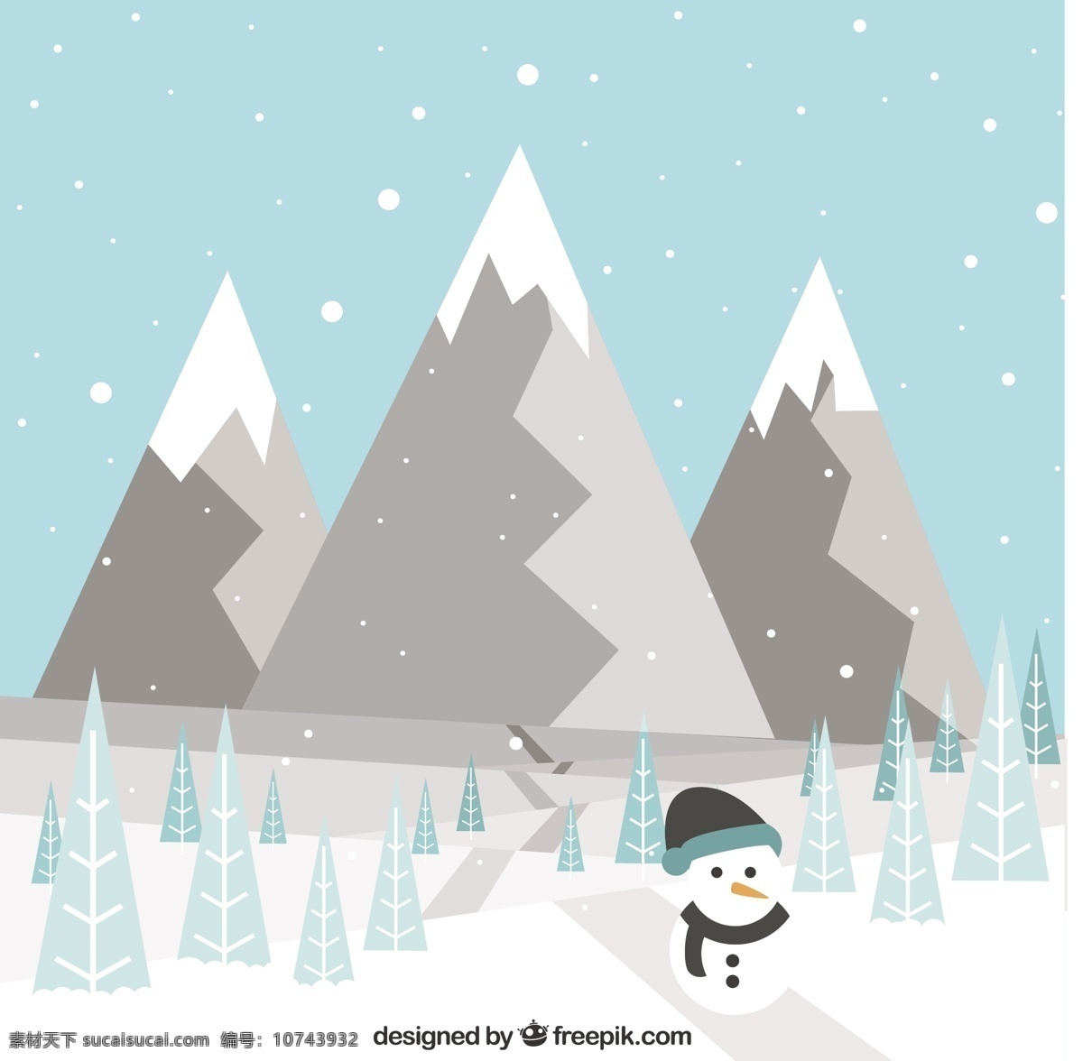 雪山 雪人 背景 雪 冬天 景观 平 冰 平面设计 山的背景下 冷 季节 十二月 降雪