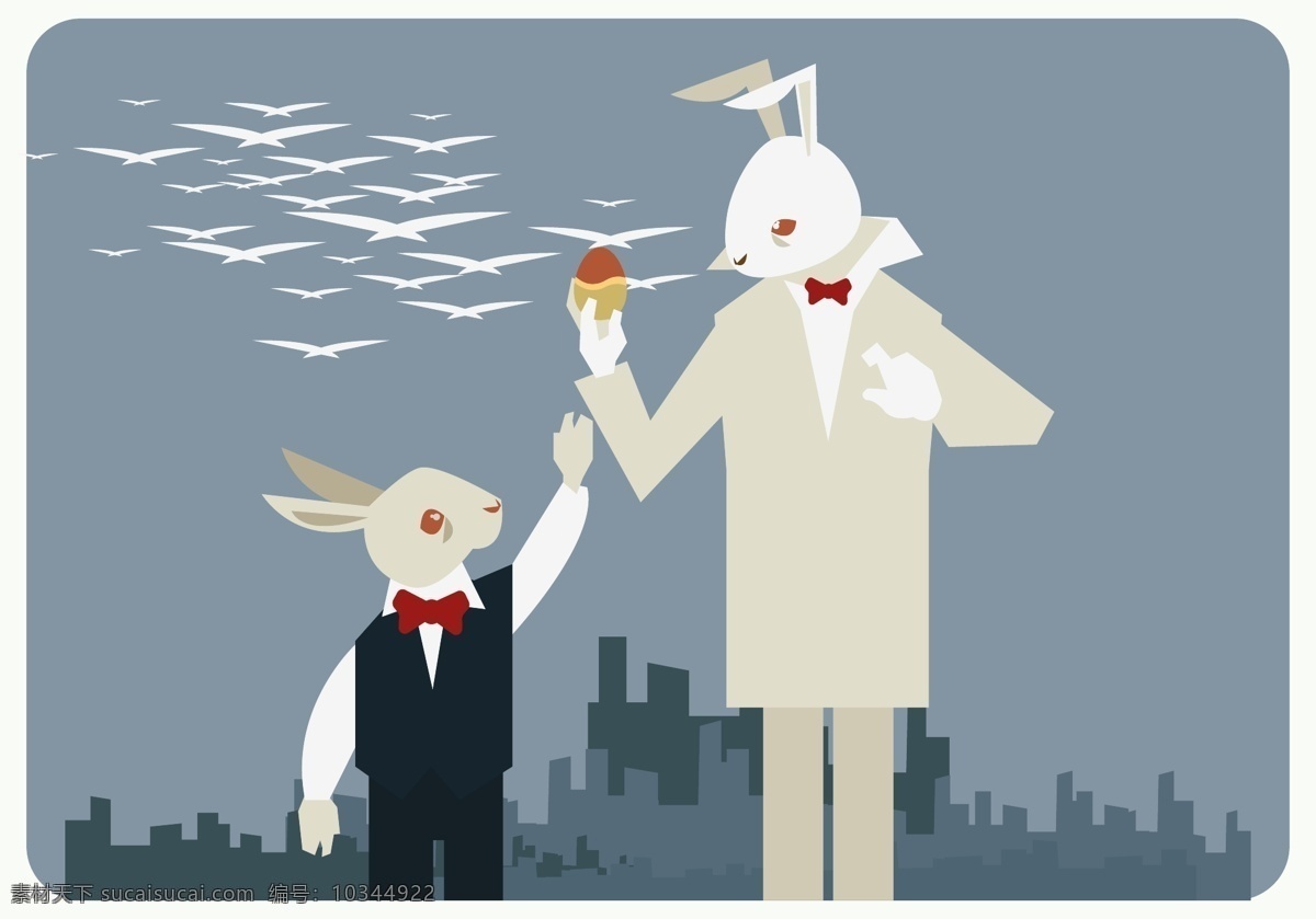 扁平 复活节 兔子 插画 兔子插画 复活节插画 手绘兔子 矢量素材 扁平插画