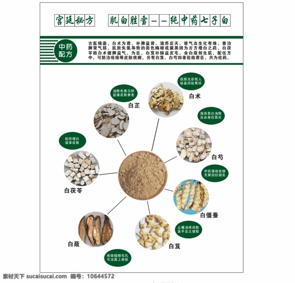 七白子广告 七白子 广告 海报 宫廷秘方 纯中药 美容店海报 养生馆海报