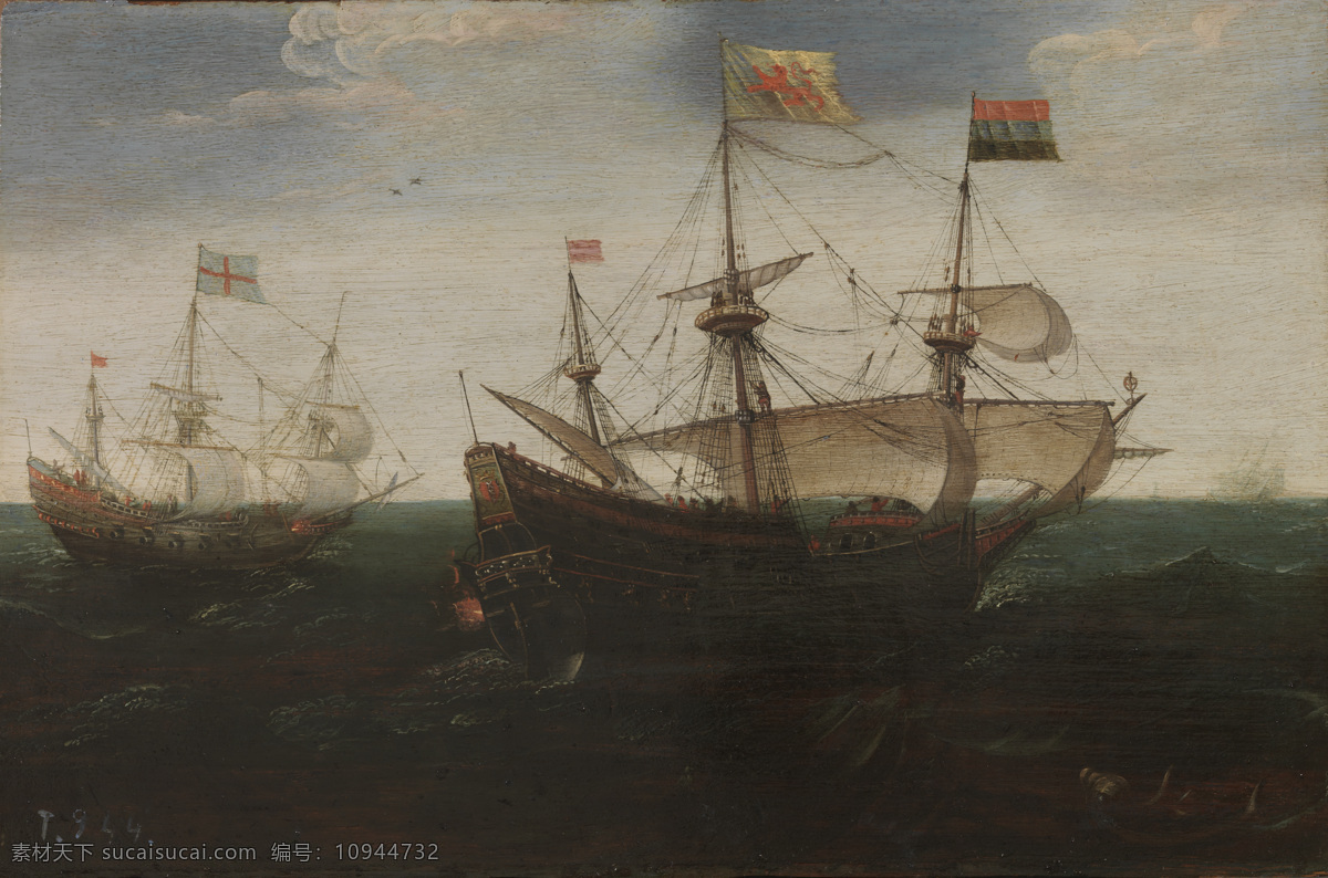 century 大师 画家 古典 画 建筑 景物 装饰画 油画 of quarter first naval combate to attributed aert anthonisz 人物 高清 西方 国外 现代 家居装饰素材