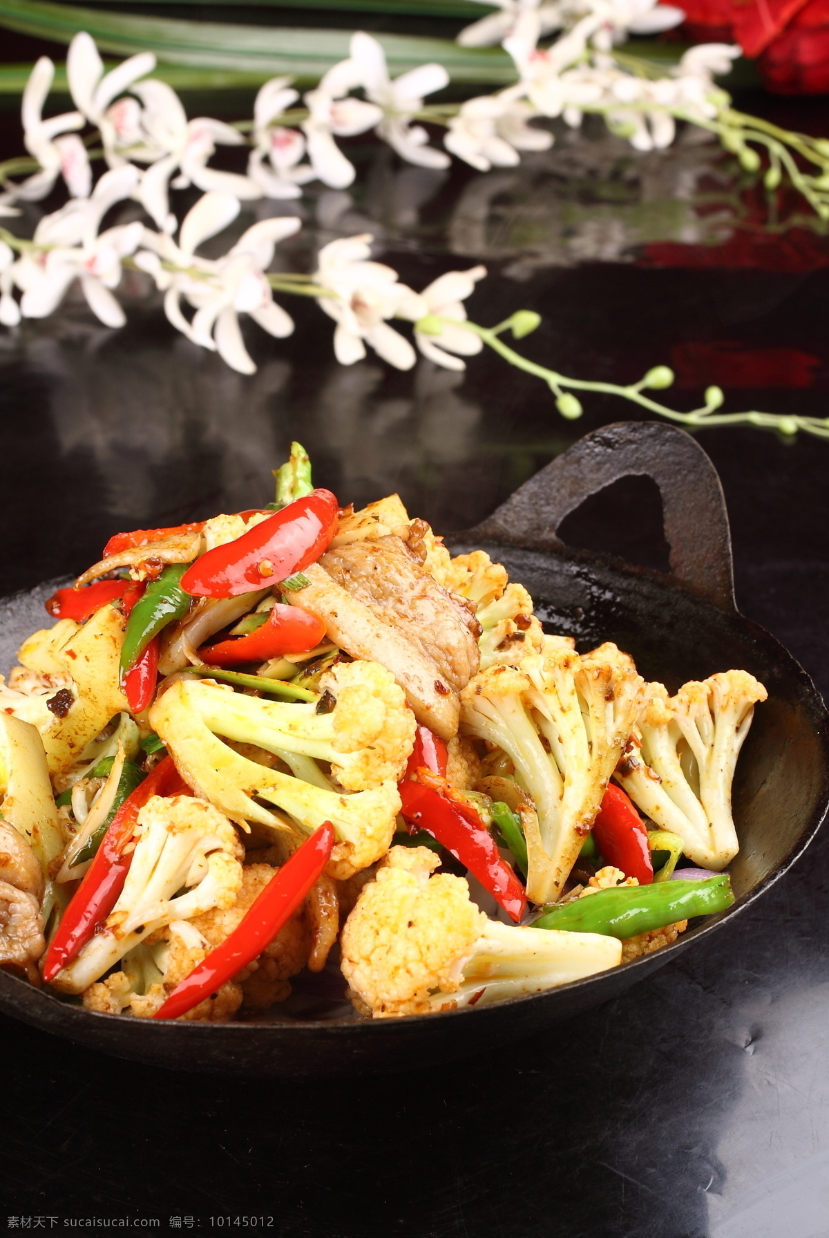 干锅有机菜花 干锅 有机菜花 菜花 辣椒 素菜 餐饮美食 传统美食