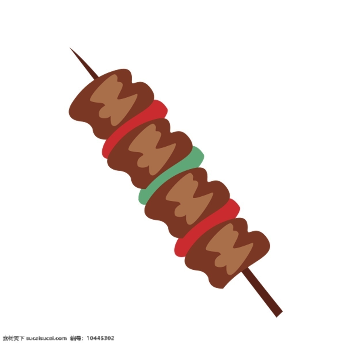 彩色 手绘 烧烤 美食 元素 食物 蔬菜 卡通图标 吃的 串串 矢量图