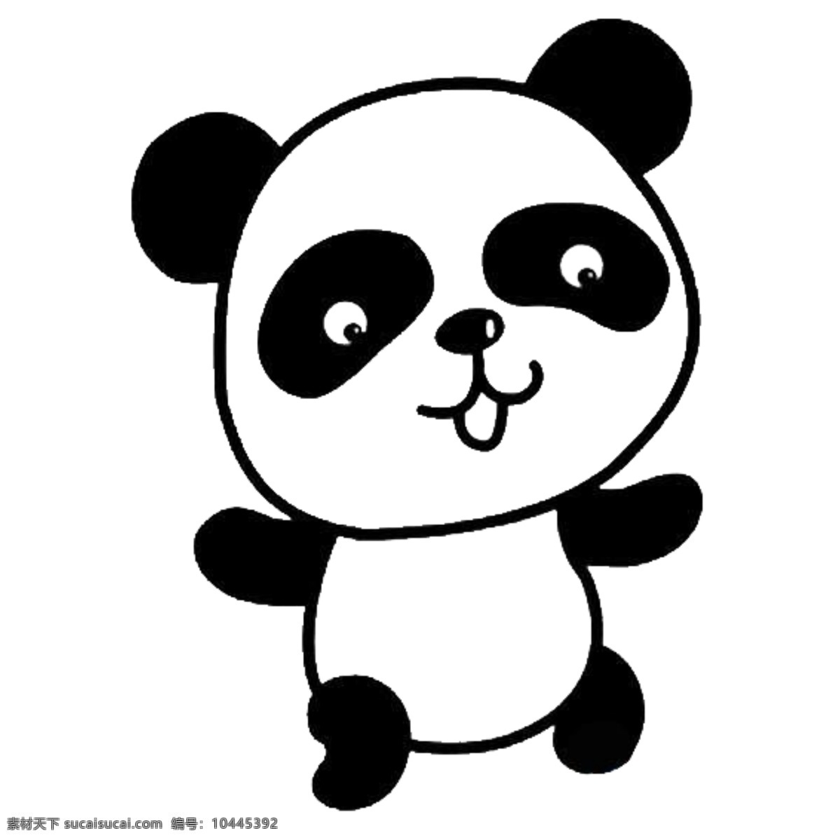 可爱 熊猫 简单 黑白 简笔 黑白色简单 可随意上色 小熊猫 做装饰 图标效果 卡通