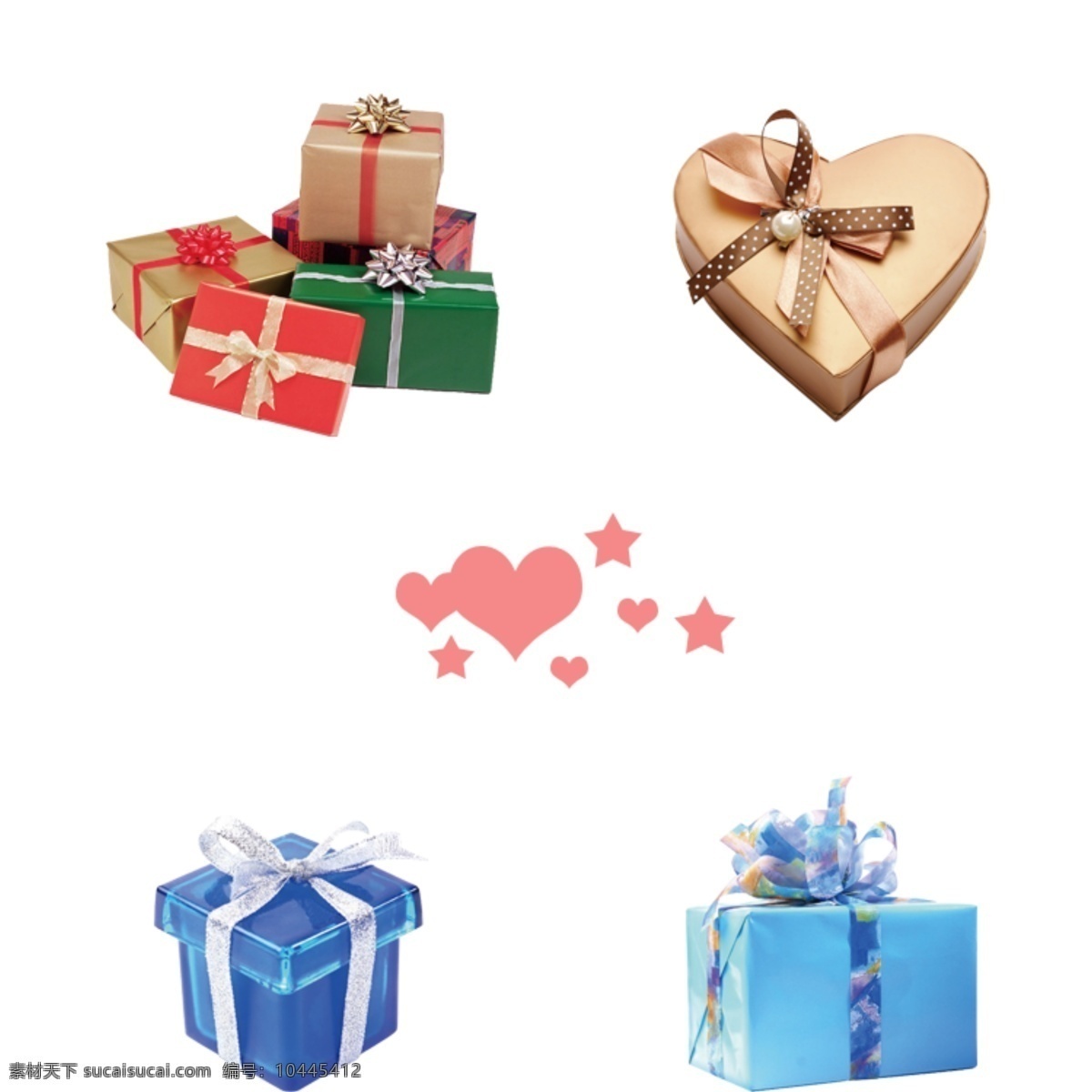 礼品盒素材 爱心素材 星星素材 五角星 礼品盒 分层