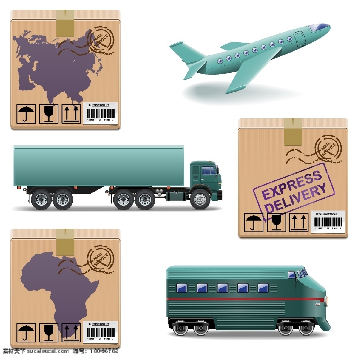 全球运输图标 纸箱 运输 汽车 货车 飞机 图标 按钮 标志 认证标志 标志图标 矢量素材 白色