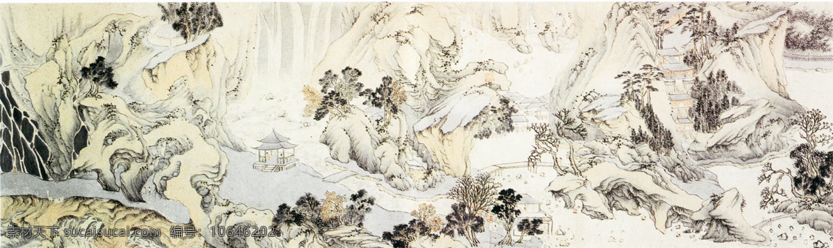 千岩竞秀图a 千岩竞秀图 中国 名画 白色
