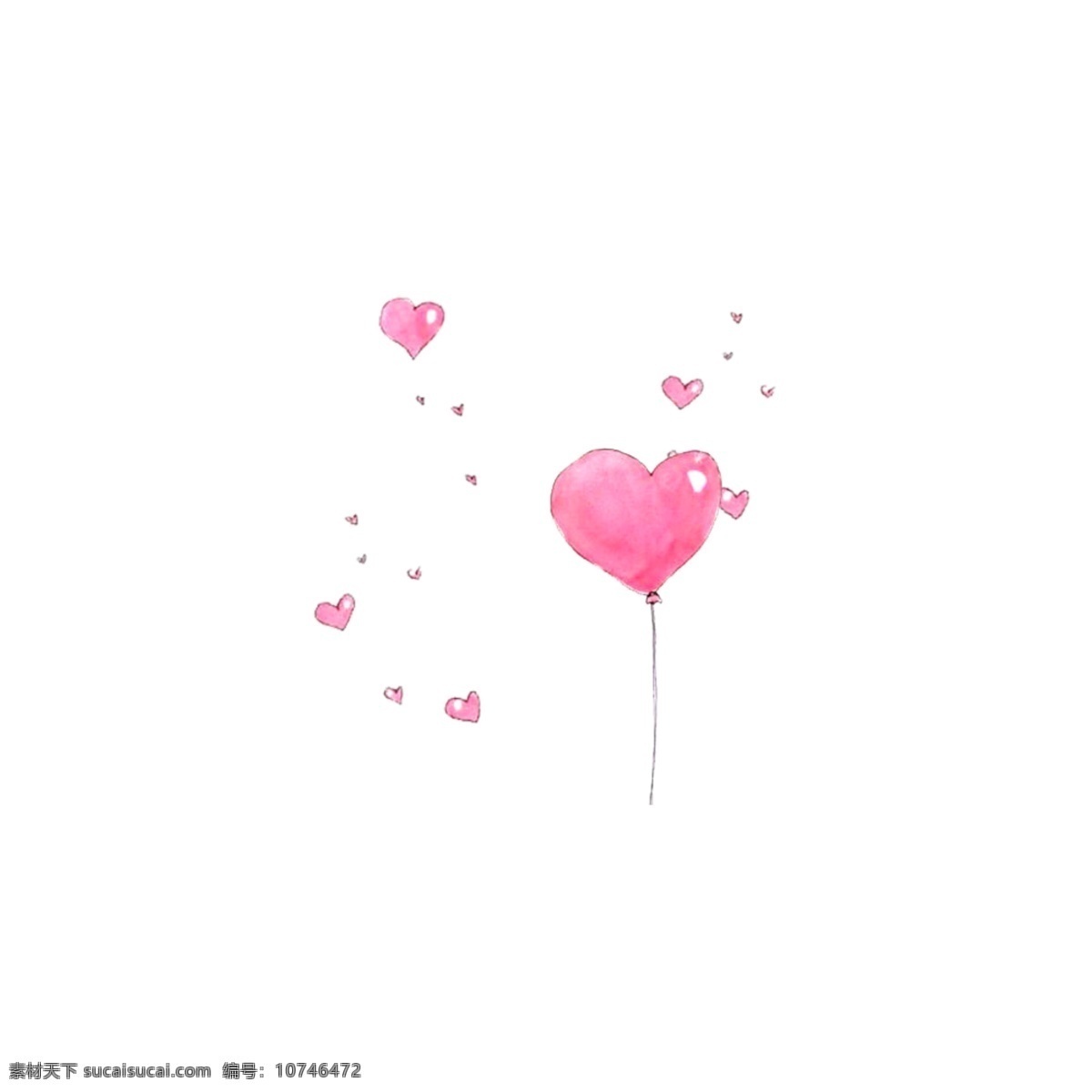手绘心形气球 手绘 心形 气球 粉色