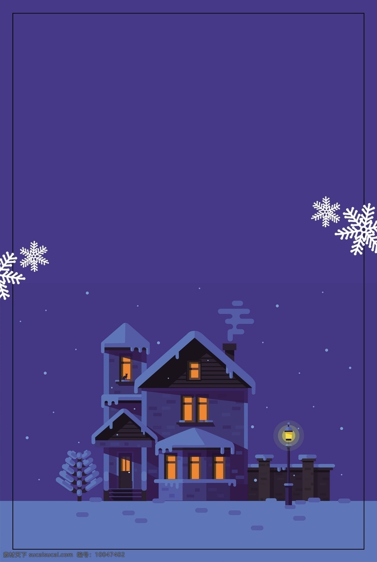蓝色 冬季 雪花 城堡 背景 蓝色背景 别墅 建筑 冬季背景 冬天 下雪 冬至 大雪背景