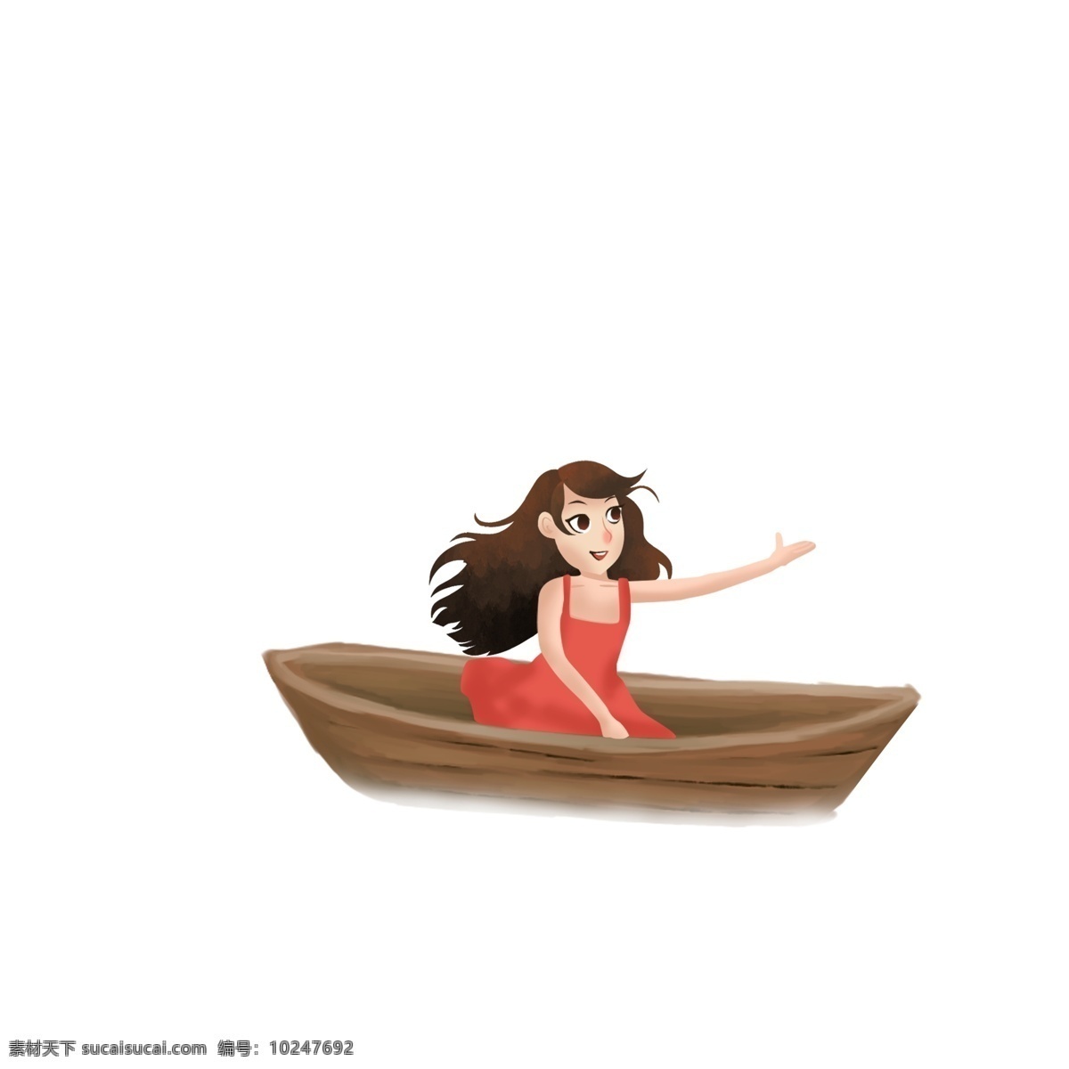 卡通 可爱 一个 坐船 女孩 旅游 手绘 少女 乘船 人物设计 女生