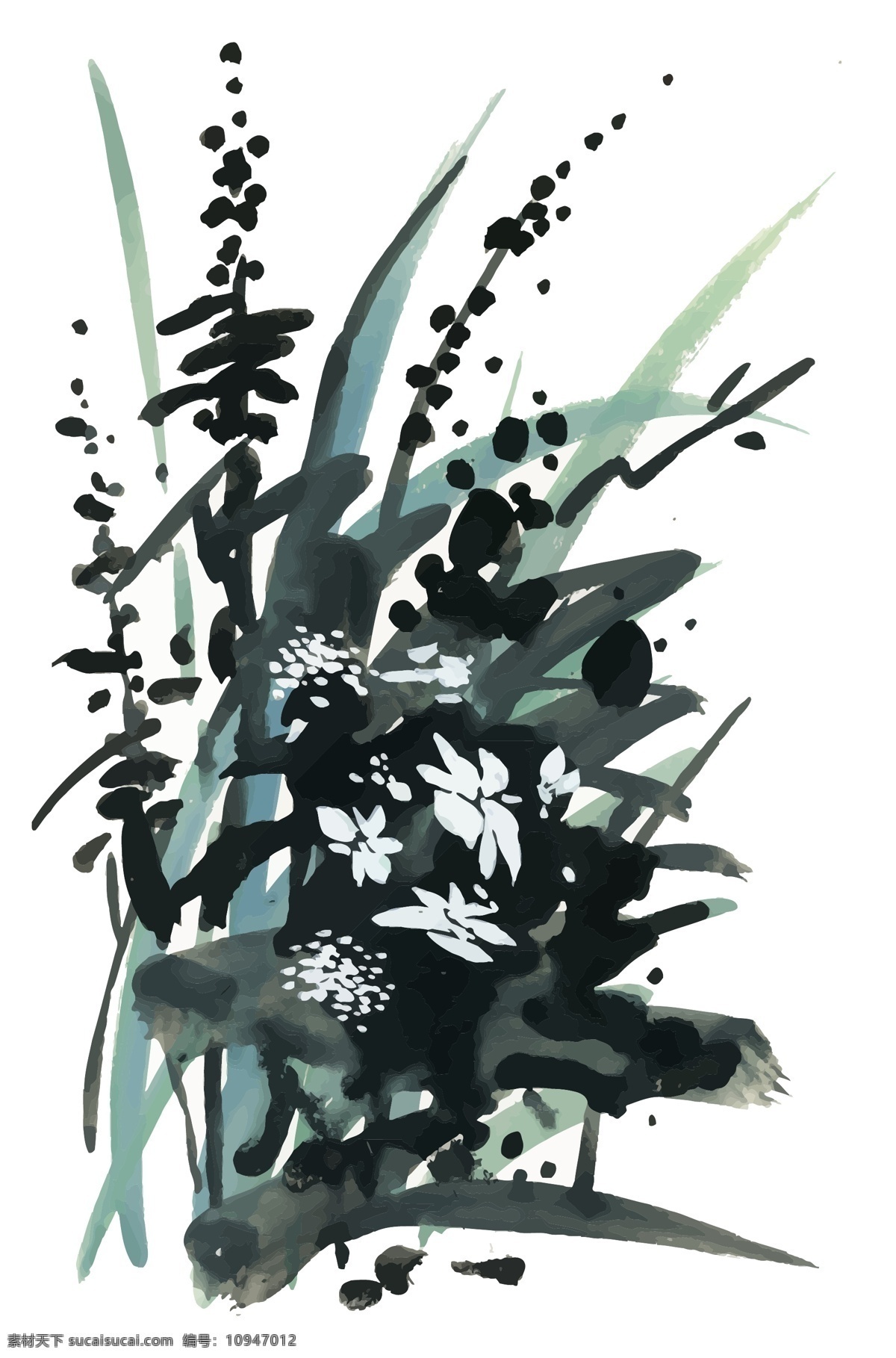水墨 植物 花朵 水彩 手绘 矢量 文件 文艺 小花 鲜花 卡通 装饰 印刷 高清