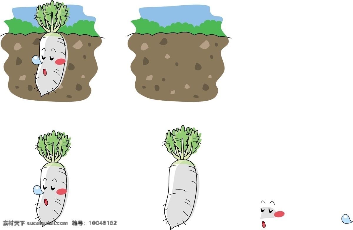 q版 白萝卜 表情 插画 插图 厨房 符号 健康 卡通 手绘 萝卜 蔬菜 可爱 睡觉 闭眼 鼻涕 图标 维生素 农场 开心农场 生物世界 矢量 插画集