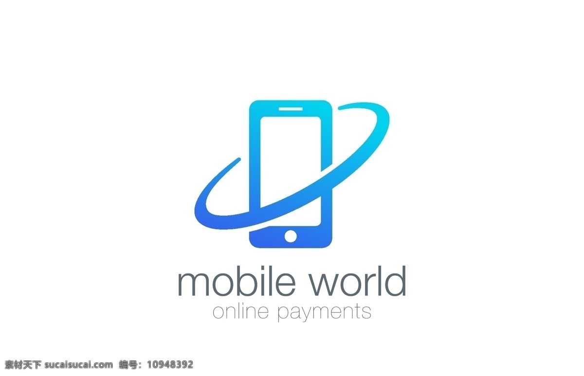 手机 logo 高端标志设计 mobile world 白色