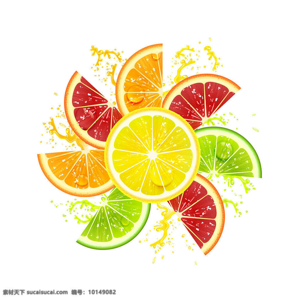 彩色鲜橙 白色 橙子 动漫动画 柠檬 水果 夏 西柚 summer
