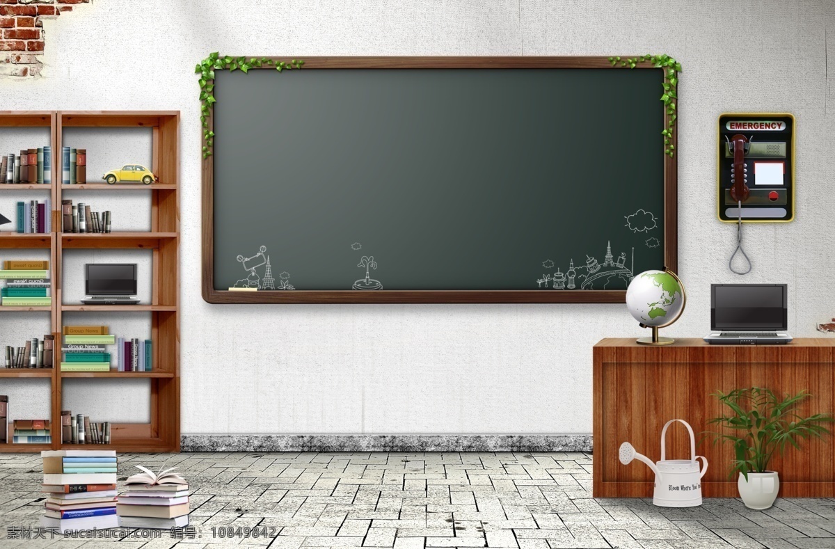 教室 黑板 立体感 立体 书籍 教育 教学 学校 学园 教学工具 分层