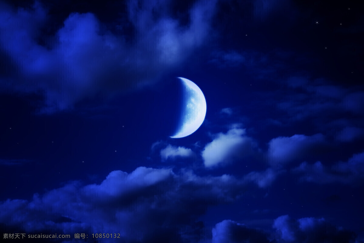 蓝色星空月亮 月亮 月亮的夜晚 天空 气氛 大气 神秘 梦 自然 光 月光 黑暗 银河 高清桌面背景 自然景观 自然风景