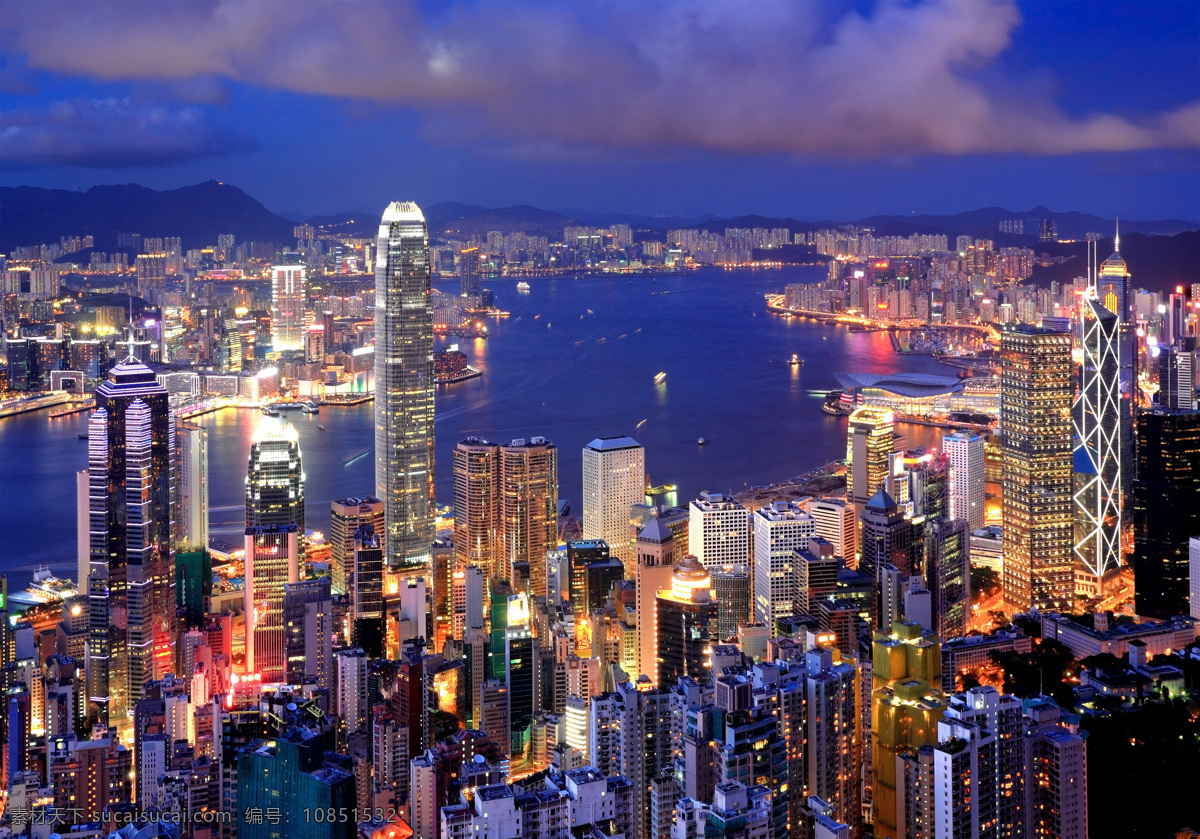 香港夜景 香港 夜景 维多利亚港湾 港岛 霓虹灯 建筑群 高楼大厦 东方之珠 建筑摄影 建筑园林