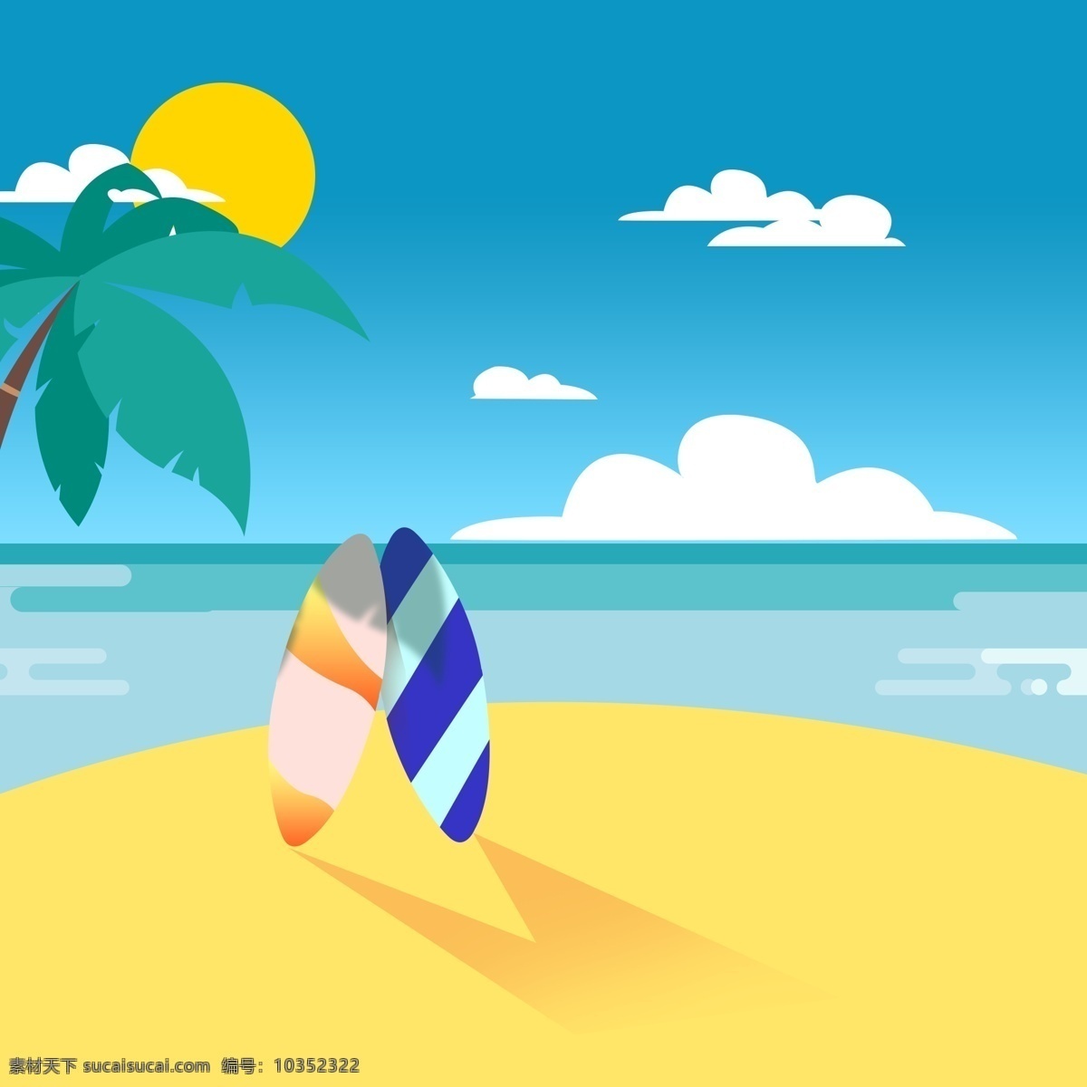 夏日 海边 冲浪 滑板 沙滩 好天气