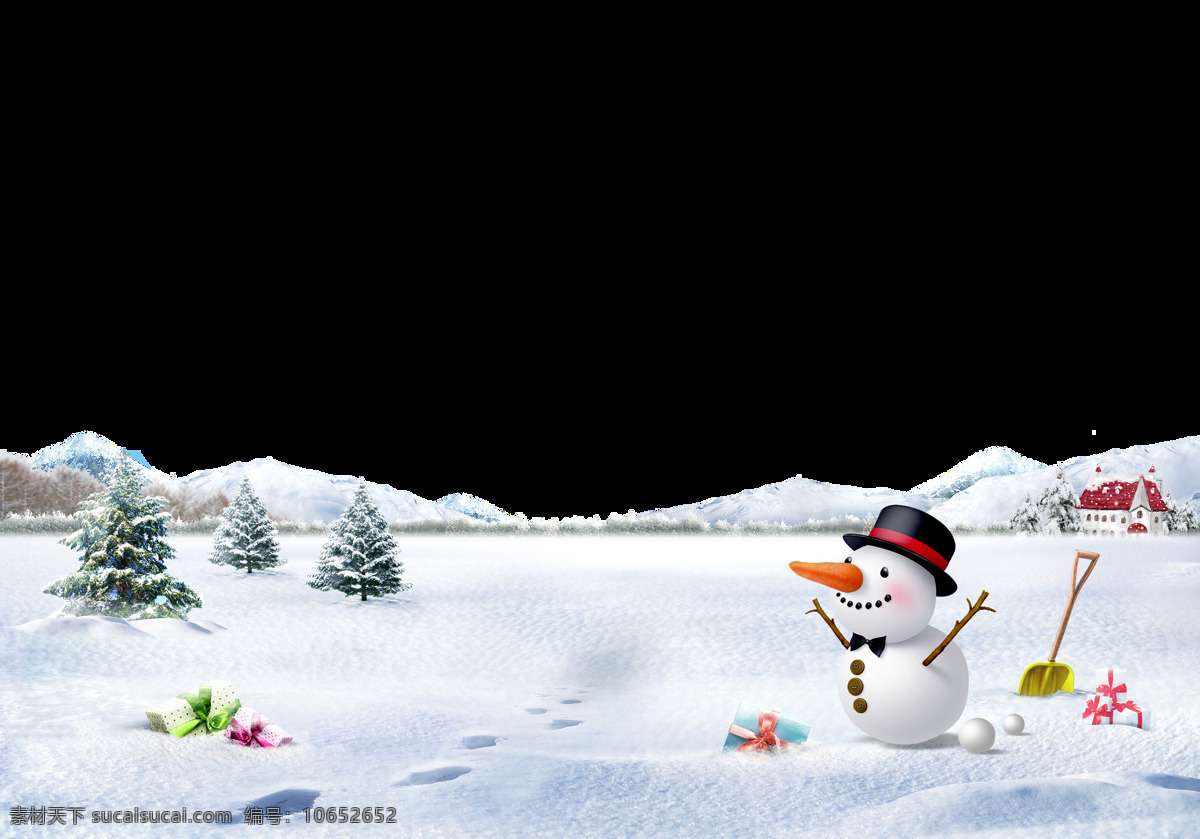 2018 装饰 雪地 元素 圣诞节素材 平安夜 圣诞节礼物 圣诞房子 圣诞雪景 雪树 堆雪人 装饰元素 圣诞节元素