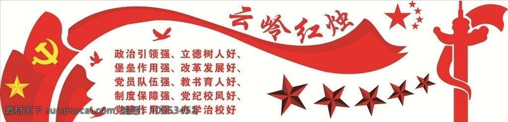 云岭红烛 新时代教育 教育方针 五强五好 文化墙 党建墙 学校墙 中小学校党建 育人先锋 校园文化 分层 室内广告设计 文化艺术 传统文化